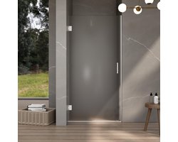 Fortifura Galeria Douchedeur - 70x200cm - scharnieren - deurgreep - vlak - gesatineerd veiligheidsglas - Mat wit