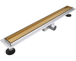 Fortifura Galeria douchegoot - 60cm - tegelrooster - vloerflens - Geborsteld Messing PVD (Goud)
