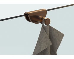 Fortifura Galeria handdoekhaak voor glaswand - geschikt voor 8mm glas - Geborsteld koper PVD (Koper)