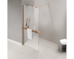 Fortifura Galeria handdoekrek voor inloopdouche - wandmontage / klemt op het glas - inkortbaar - geborsteld koper
