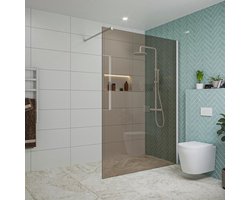 Fortifura Galeria inloopdouche - 140x200cm - rookglas - wandarm - mat wit