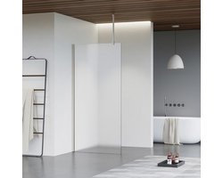 Fortifura Galeria inloopdouche - 60x200cm - mat glas - plafondarm - Geborsteld RVS PVD (RVS)