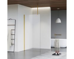 Fortifura Galeria inloopdouche - 80x200cm - mat glas - plafondarm - Geborsteld Messing PVD (Goud)
