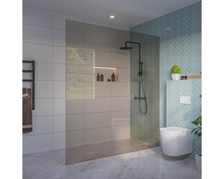 Fortifura Galeria Inloopdouche - rook glas - 180x200cm - 8mm - nano - blind inbouw profiel