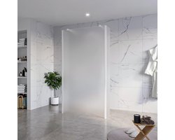 Fortifura Galeria Vrijstaande Inloopdouche - 110x200cm - Glas mat - antikalk - 8mm veiligheidsglas - 2 zijwanden 30cm - wandsteunen en hoekprofielen - Wit mat