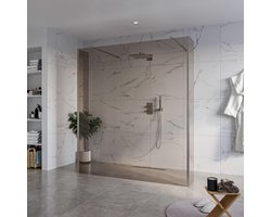 Fortifura Galeria Vrijstaande Inloopdouche - 180x200cm - Rookglas - antikalk - 8mm veiligheidsglas - 2 zijwanden 40cm - wandsteunen en hoekprofielen - Geborsteld Gunmetal PVD