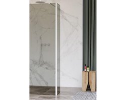 Fortifura Galeria zijwand - 30x200cm - rookglas - 8mm - met hoekprofiel - mat wit