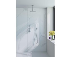 Fortifura Nebbio Regendoucheset - inbouwkraan - inbouwdeel - wandaansluitbocht- doucheslang metaal - staafhanddouche - 20cm plafondarm - ronde hoofddouche - chroom