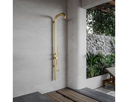 Fortifura Outdoor Original Buitendouche - RVS 316 - handdouche - wandmodel - Geborsteld Messing PVD (Goud)