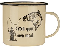 Fosco Emaille Mok Catch Your Own Meal beige