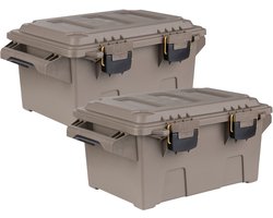 Fosco industries outdoor/tuin opberg box - 2x - waterdicht - dark earth - 30 liter - 47 x 30 x 21 cm - kunststof