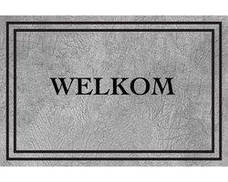 FOTAPIJT - Grijze Deurmat - Welkom - Bedrukte deurmat - Vloerkleed - Binnen en Buiten - Termo Antislip - 50x75 cm - 4 mm - Polyester