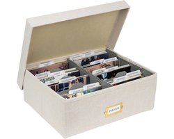 Foto Box met deksel, 4x6 inch, linnen opbergdoos, verdelers en