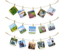 Foto-hangdisplay - Wanddecoratie - Set van 1 touw en 50 knijpers