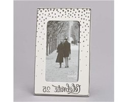 Foto lijst - Herdenkingslijst - 25 jaar huwelijk - Porselein met zilverprint - 4x6 inch foto - Wit