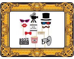 Foto prop set met frame - bioscoop - 13-delig - opblaasbare fotolijst - photo booth accessoires