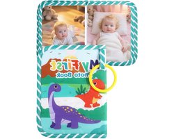 Fotoalbum voor Baby's en Peuters | Zachte Stof | Dinosaurus Stijl | Familie Herinneringsboek | Baby Shower Cadeau | 15,3x10,1cm | Met Spiegel & Haakje