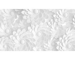 Fotobehang Beautiful, Elegant Paper Flower In The Style Of Hand-Made On A White Wall. 3D , 3D Rendering. - Vliesbehang - 460 x 300 cm