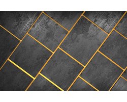 Fotobehang Beton XXL – Geometrisch Industrieel - 368 x 254 cm – grijs-geelgoud