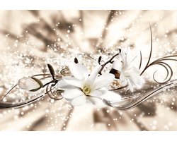 Fotobehang Lily Brown Background | XXL - 312cm x 219cm | 130g/m2 Vlies