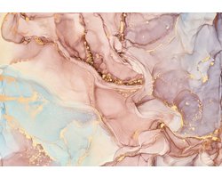 Fotobehang - Luxe Roze en Gouden Marmer - Pastel - Vliesbehang - 368 x 254 cm