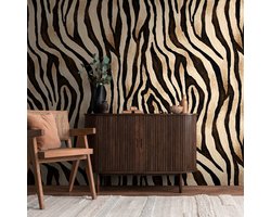 Fotobehang Profhome 398311-GU vliesbehang hardvinyl warmdruk in reliëf glad met dieren patroon mat beige zwart bruin 1,59 m x 2,8 m