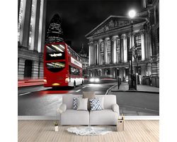 Fotobehang Stad Bus - Wanddecoratie Muur Poster - Woonkamer Inrichten - Vliesmateriaal 220 g/m² - 300 x 210 cm
