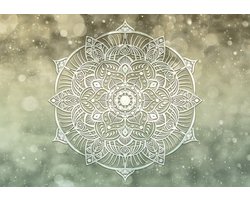 Fotobehang - Vinyl Behang - Mandala op Bokeh Achtergrond - 152,5 x 104 cm