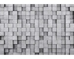 Fotobehang - Vlies Behang - 3D Betonnen Stenen - Kubussen - 254 x 184 cm