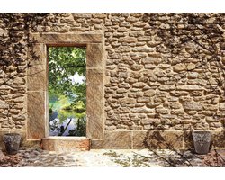Fotobehang - Vlies Behang - 3D Stenen Muur - Gevel - 254 x 184 cm