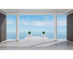 Fotobehang - Vlies Behang - 3D Uitzicht op Zee - 312 x 219 cm