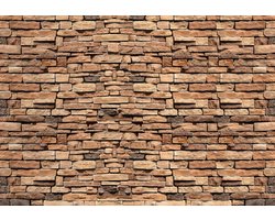 Fotobehang - Vlies Behang - Bruine Stenen Muur - 416 x 254 cm