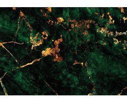 Fotobehang - Vlies Behang - Goud en Groen Marmer - 520 x 318 cm