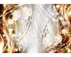Fotobehang - Vlies Behang - Goud - Zilver - Kristallen Ballen - Diamanten - Luxe - Edelstenen - 152,5 x 104 cm