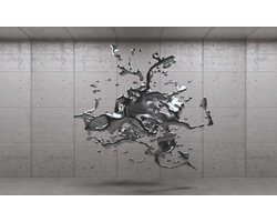 Fotobehang - Vlies Behang - Grijze Verf 3D - Kunst - 416 x 254 cm