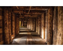 Fotobehang - Vlies Behang - Houten Tunnel 3D - 208 x 146 cm