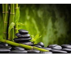 Fotobehang - Vlies Behang - Spa - Stenen en Bamboe - Wellness - Zen - 254 x 184 cm