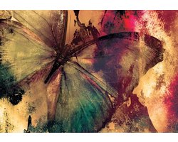 Fotobehang - Vlies Behang - Vlinder Schildering - Schilderij van een Vlinder - 254 x 184 cm