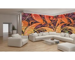 Fotobehang Vlies Stenen | Oranje | GROOT 832x254cm