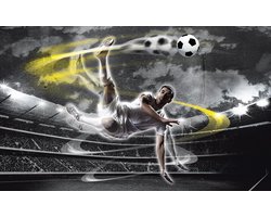 Fotobehang Vlies | Voetbal | Grijs, Geel | 368x254cm (bxh)