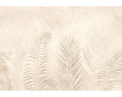 Fotobehang - vliesbehang - Jungle Bladeren - Posterbehang - Pastel Creme Beige - Botanische Bladeren -368 x 254 cm