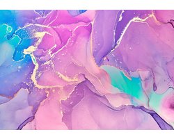 Fotobehang - Vliesbehang Marmer XXL – fotobehang – 368 x 254 cm – Paars Roze Blauw