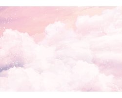Fotobehang - Wolken - Lucht - Roze/Wit - Kinderkamer - Vliesbehang - (208 x 146 cm)