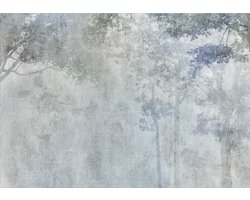 Fotobehangkoning - Behang - Vliesbehang - Fotobehang Bos op Betonnen Muur - 200 x 140 cm