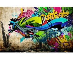 Fotobehangkoning - Behang - Vliesbehang - Fotobehang Graffiti Kinderkamer - Kinderbehang Straatkunst - 350 x 245 cm