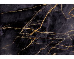 Fotobehangkoning - Behang - Vliesbehang - Fotobehang Zwart en Goud Marmer - 200 x 140 cm