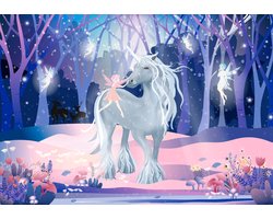Fotobehangkoning - Fotobehang - Kinderbehang - Eenhoorn - Elfjes - Unicorn - Behang - 152.5 x 104 cm- Vliesbehang