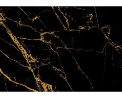 Fotobehangkoning - Fotobehang - Vliesbehang - Behang - Zwart met Goud Marmer - Marmeren Muur - 152,5 x 104 cm
