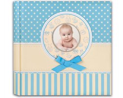 Fotoboek/fotoalbum Matilda baby jongetje met 30 paginas blauw - 31 x 31 x 3,5 cm - Babyfotos - Babyalbum
