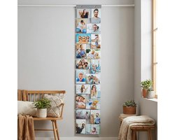 Fotogordijn met vakken - Wanddecoratie foto's - Herinneringen tonen - Verwisselbare vakken - 141 x 27 cm - Transparant